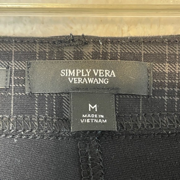 Simply Vera Wang Skinny Plaid Pants Size M Mid Rise Stretch Casual Workwear - Picture 5 of 9